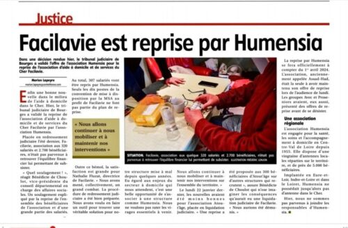 HUMENSIA désignée comme repreneur de FACILAVIE